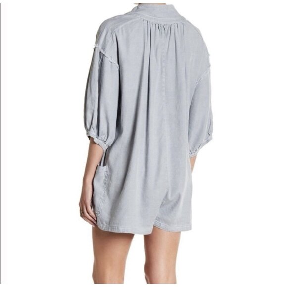 Free People Tomboy SlouchyRomper Jumpsuit, Blue, Size X-Small, #1484 - Picture 5 of 16